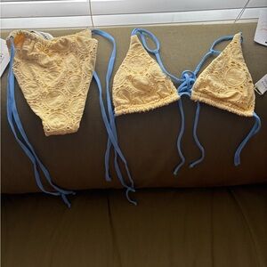 Yellow and Blue Women's Intimate Set